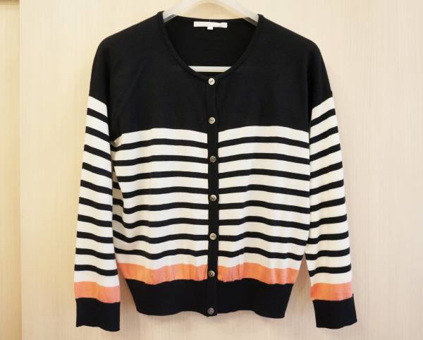 お洒落！ANAIアナイニットカーデ☆ボーダー黒白トップス超美品