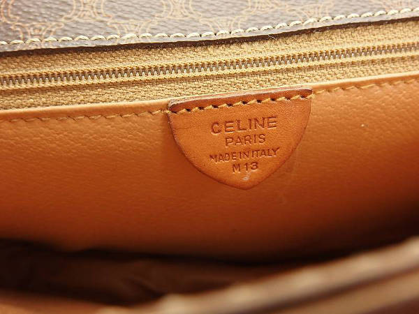 1円 セリーヌ マカダム ハンドバッグ ブラウン BQ932