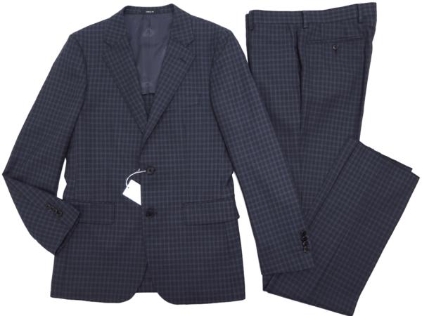 863●コムサイズム●SS04　NEWモデルチェックスーツ 　紺/S