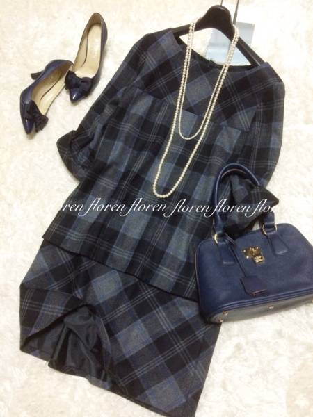 美品 自由区 上品チェック柄ワンピース 40