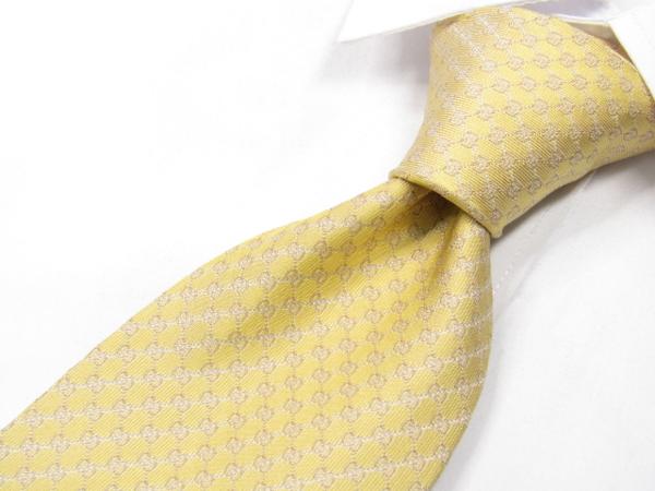 グッチ GUCCI ネクタイ/良品・ロゴ・黄【1円】♪A467