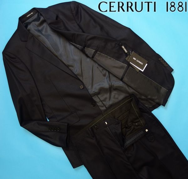 新品6.9万★チェルッティ 秋冬 紺無地ウール ギャバジンスーツ48