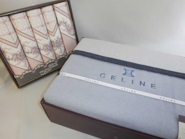 セリーヌ　座布団カバー　クッションカバー　未使用 未使用】座布団カバー＆CELINEウール毛布水色 ◇◇ 【公式通販】