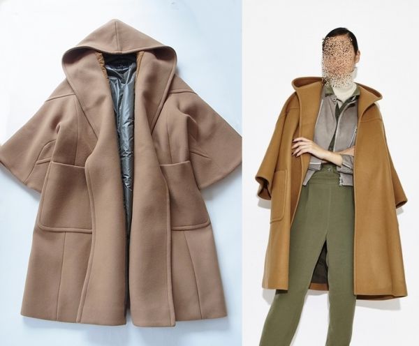 スラドキーSLADKY女優コート茶ブラウン中綿キャメル フード