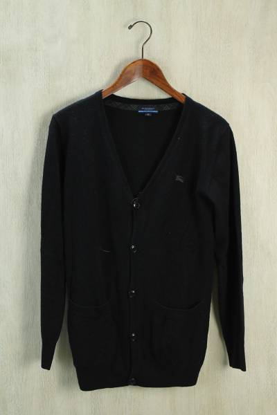 BURBERRY BLUE LABEL◇カーディガン/S/ウール/BLK ,BURBERRYBLUELABEL