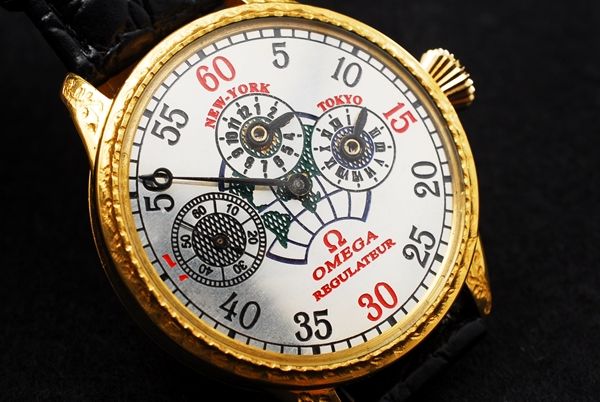 アンティークオメガ ワールドタイム スケルトン 手巻時計 1935年