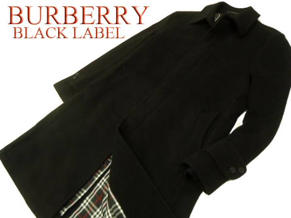 最終価格【美品】BURBERRY LONDON カシミヤ混　チェスターコート　黒 バーバリー ブラックレーベル BURBERRY London England ウールカシミヤ