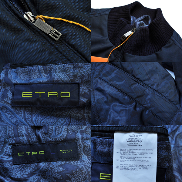 新品25万 ETRO エトロ 中綿入ペイズリー柄切替デザイン ブルゾン ,新 