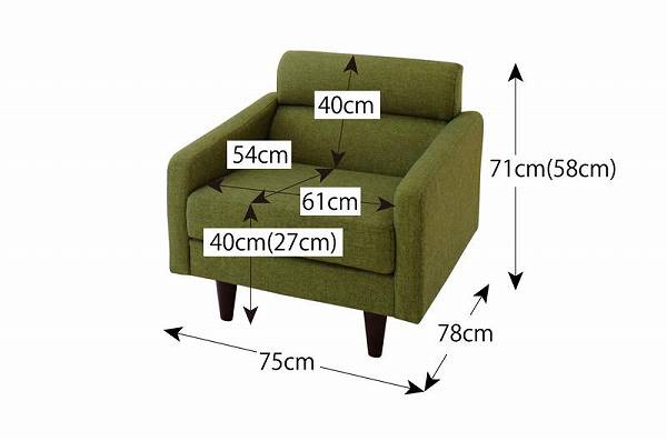 保証有★組立不要★スタンダードソファ【OLIVEA】[幅75cm]