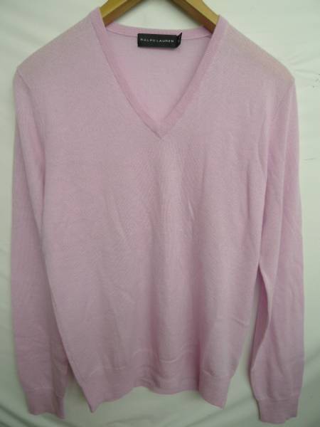 ラルフローレン カシミア100 Vネック ニットセーターS美品ピンク