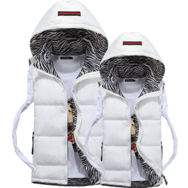 メンズダウンベスト男女兼用ベスト お洒落ベスト防寒 白L