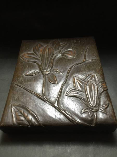 硯箱　花紋陽刻　鎌倉彫 讃岐彫②