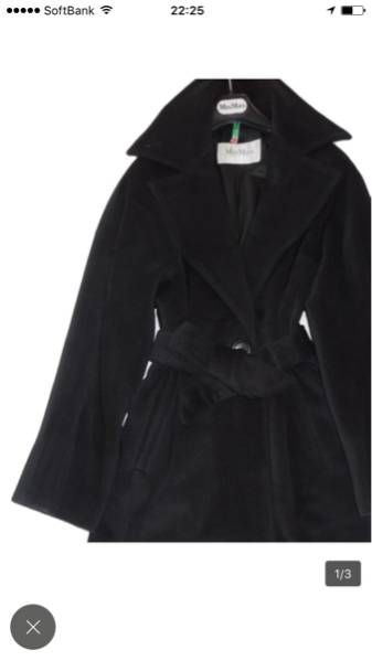 MAX MARA□マックスマーラカシミアウール黒コート□白タグ42☆ Max