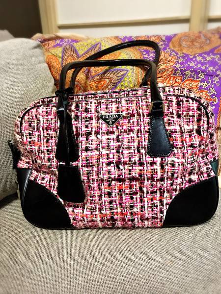 プラダ★美品★ボストンバック肩掛けもOK★ツイード