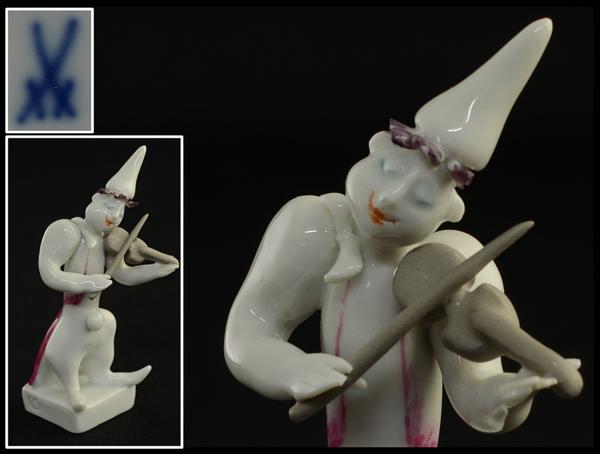 【藝】Meissen　マイセン　ピエロ　バイオリン