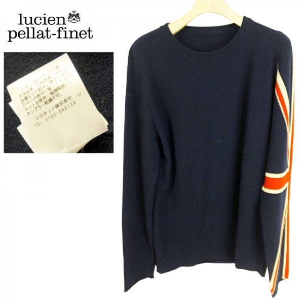 交渉OKペラフィネ 紺 ユニオンジャック カシミヤ ニットR50570