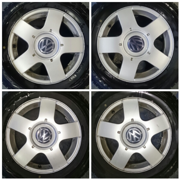 ゴルフ ビートル ワーゲン15インチアルミスタッドレスタイヤ4本