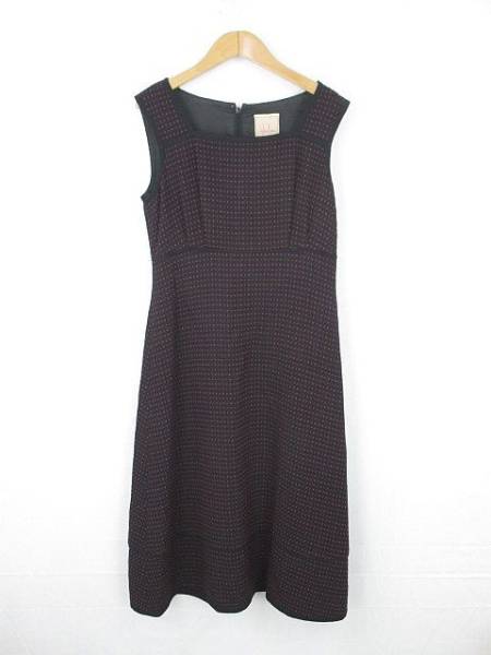 シビラ ロングワンピース ノースリーブ 総柄 黒 ピンク L