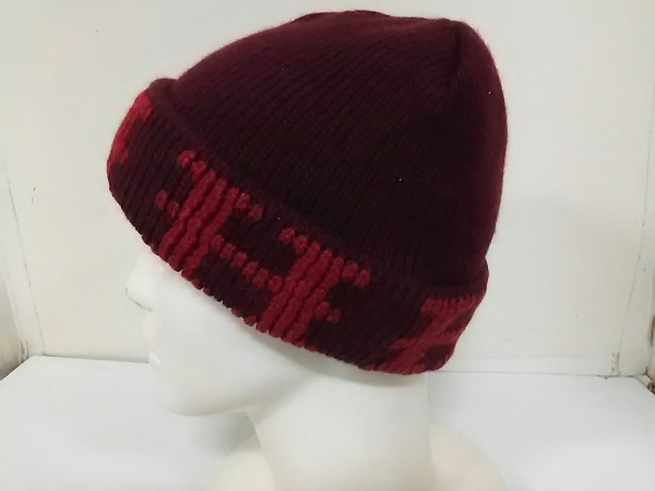 極美品 エルメス ニット帽 ビーニー カシミヤ100% H柄 ボルドー S