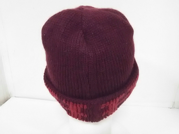 極美品 エルメス ニット帽 ビーニー カシミヤ100% H柄 ボルドー S