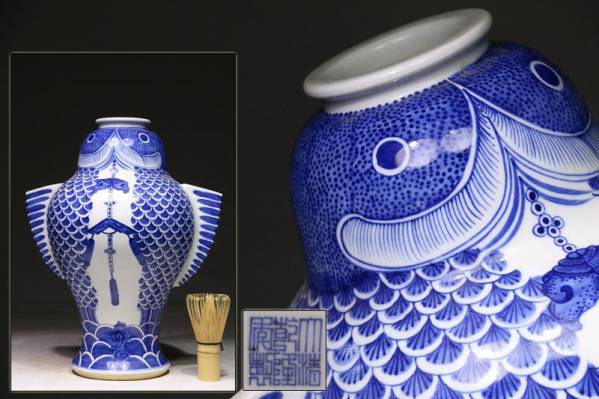 花器 転心瓶（てんしんびん 国立故宮博物院 魚遊春水瓶 清乾隆 