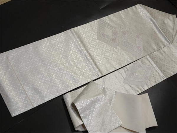 ＆美術＆正絹★プラチナ箔★手織菱柄波頭唐花草文★高級名古屋帯