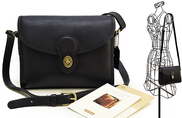 デッド級 90s オールドコーチ COACH レザーショルダーバッグ/紺