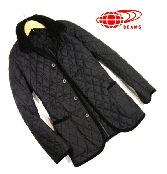 新品★ ビームス 衿コーデュロイ切替 キルティング コート 黒 XL