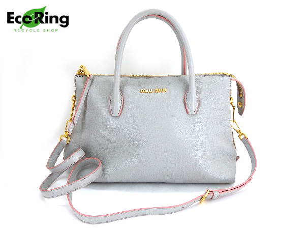 1円 超美品 ミュウミュウ 2WAY ショルダーバッグ BA801