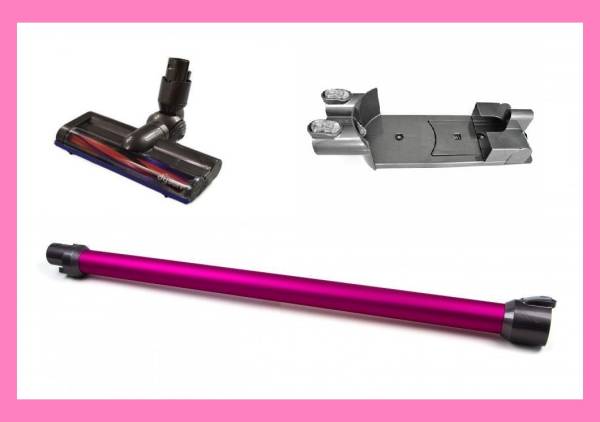 【送料無料】Dyson ダイソン ロングパイプ 赤紫 + モーターヘッド +壁掛けブラケット 豪華3点セット DC58 DC59 DC61 DC62 V6 【新品】⑩