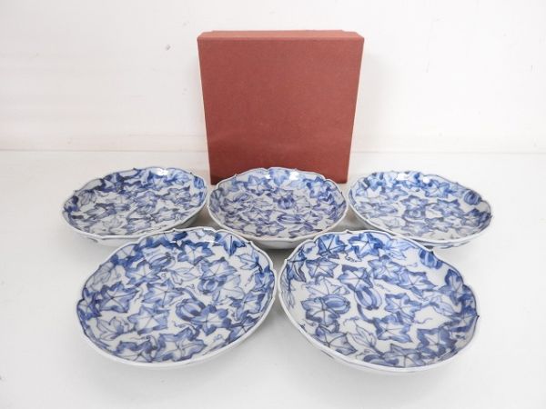 273/□染付小皿5枚 須田青華 九谷焼 懐石道具