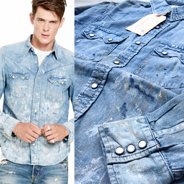 新作デニム&サプライ ラルフローレン ペイントデニムシャツS/RRL