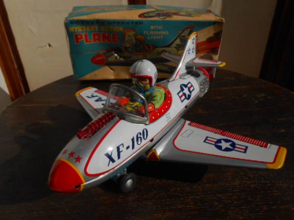 ☆希少、美品！！野村トーイ NOMURA 戦闘機 飛行機 XF-160 元箱付き ブリキ