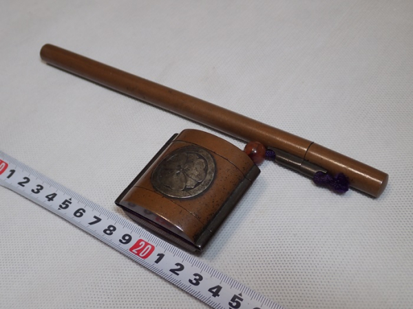 古銅矢立 銀三つ葉葵紋 美術品 彫刻、オブジェ 【公式通販】