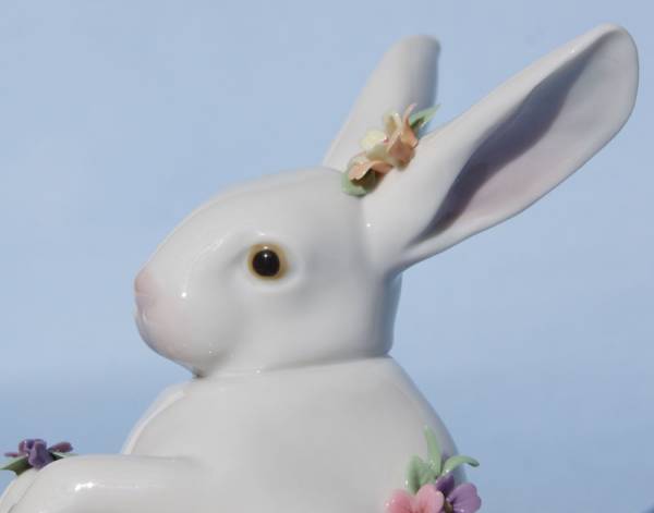リヤドロ 花飾りの白うさぎ LLADRO リアドロ | 花飾りウサギ 置物