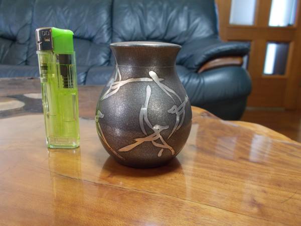 ◇煎茶道具◇錫半造 本錫鳥文茶壷○底在