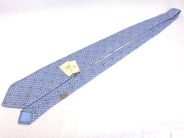 1円 未使用 エルメス カメ柄 シルク100％ ネクタイ AL977 未使用級