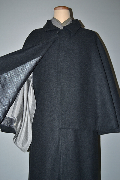 なないろ屋☆彡SALE■男性用和装コート■ウール混とんびコート　インバネスコート　濃グレー427