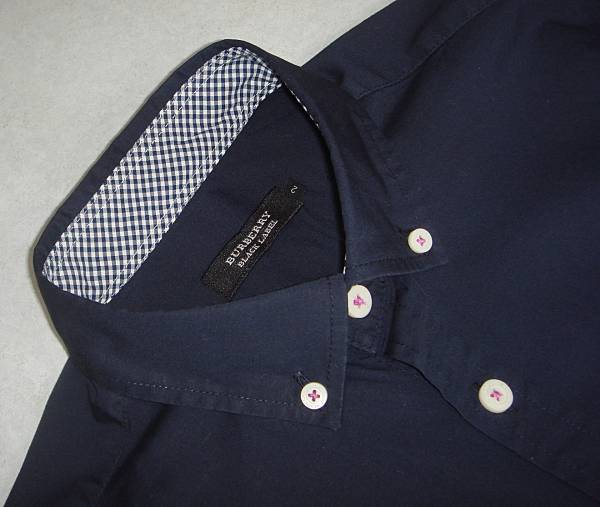 七分袖シャツ ☆BURBERRY BLACK LABEL・七分袖BDシャツ・ネイビー・2 