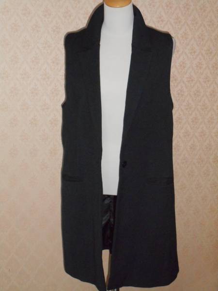 ZARA ザラ ウール ロングベスト ジレ ブラック　黒色 ベスト yoko