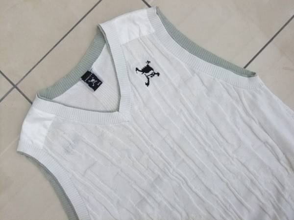 OAKLEY GOLF オークリー ゴルフ◆柄編み刺繍コットンVネックベスト◆XL 美品
