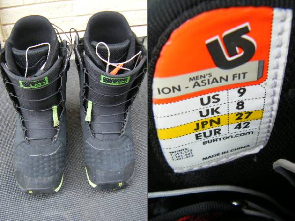 Burton Ion 27cm ASIAN FIT 13年モデル 送料込 BURTON ION ASIANFIT 27cm 2013モデル ヘタリ無し 2013