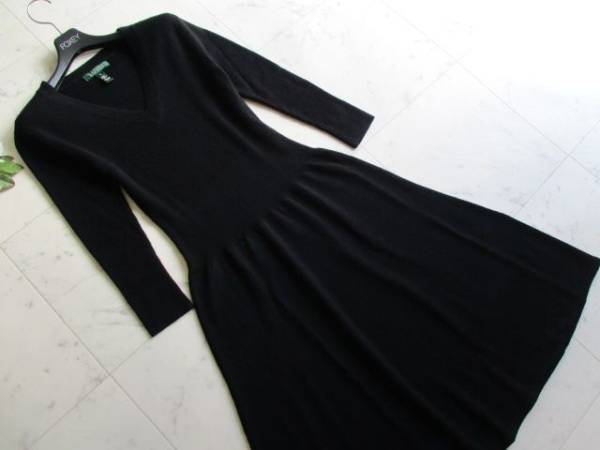 ラルフローレン　黒　Ｖネックニットワンピース　Ｓ