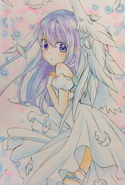 天使/女の子/オリジナル/ラフ画付き/手描きイラストの入札履歴 - 入札