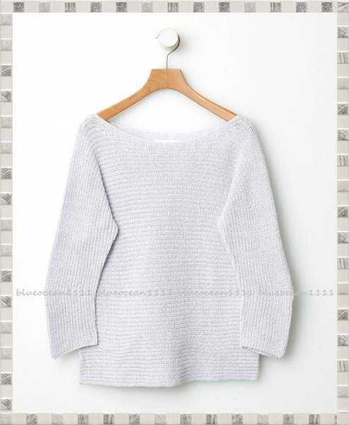 春色【ギャルリーヴィー/TOMORROW LAND】ライトラベンダー ミドルゲージ コットンテープ ボートネックニットプルオーバー