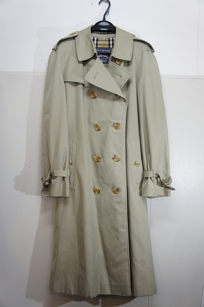 バーバリー　トレンチコート 裏地チェック　34 定番BURBERRY'Sバーバリー 裏地チェック ロング トレンチ コート