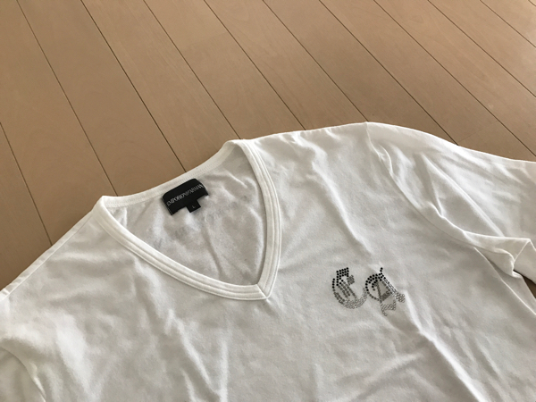 【大人気】エンポリオアルマーニ ラインストーン Tシャツ ロンT 白 Lサイズ