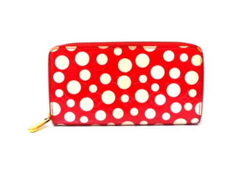 1円～ LOUIS VUITTON ルイヴィトン M91572 ヴェルニドット ジッピーウォレット クサマ ヤヨイ ラウンドファスナー長財布 ルージュ 7418