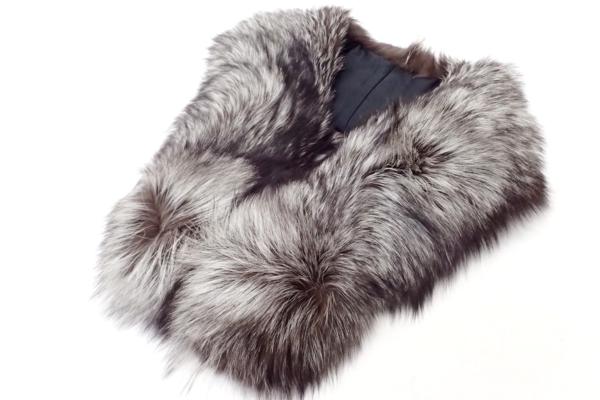 美品◆SAGAFOX サガ シルバーフォックス ショール ケープ グレー系 毛皮 リアルファー