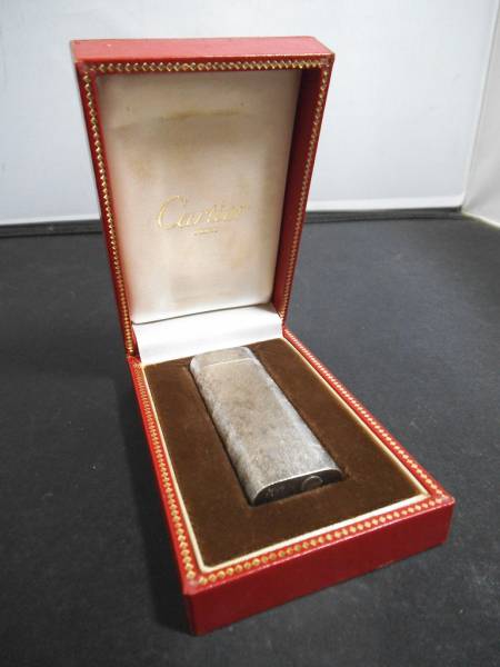◎FO65★カルティエ ガスライター オーバル型 着火OK シルバー フリント式 箱付